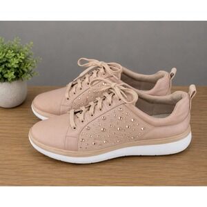 Clarks Cloudsteppers Step Rose Moon Blush Pink Rhinestone Sneakers Womens 7.5 W